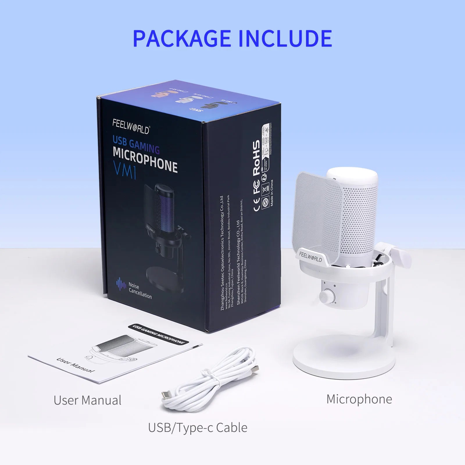 USB Condenser Gaming Microphone with Noise Cancellation & RGB