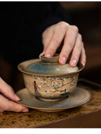 Retro Ceramic Gaiwan Handmade Tea Brewing Set for Home