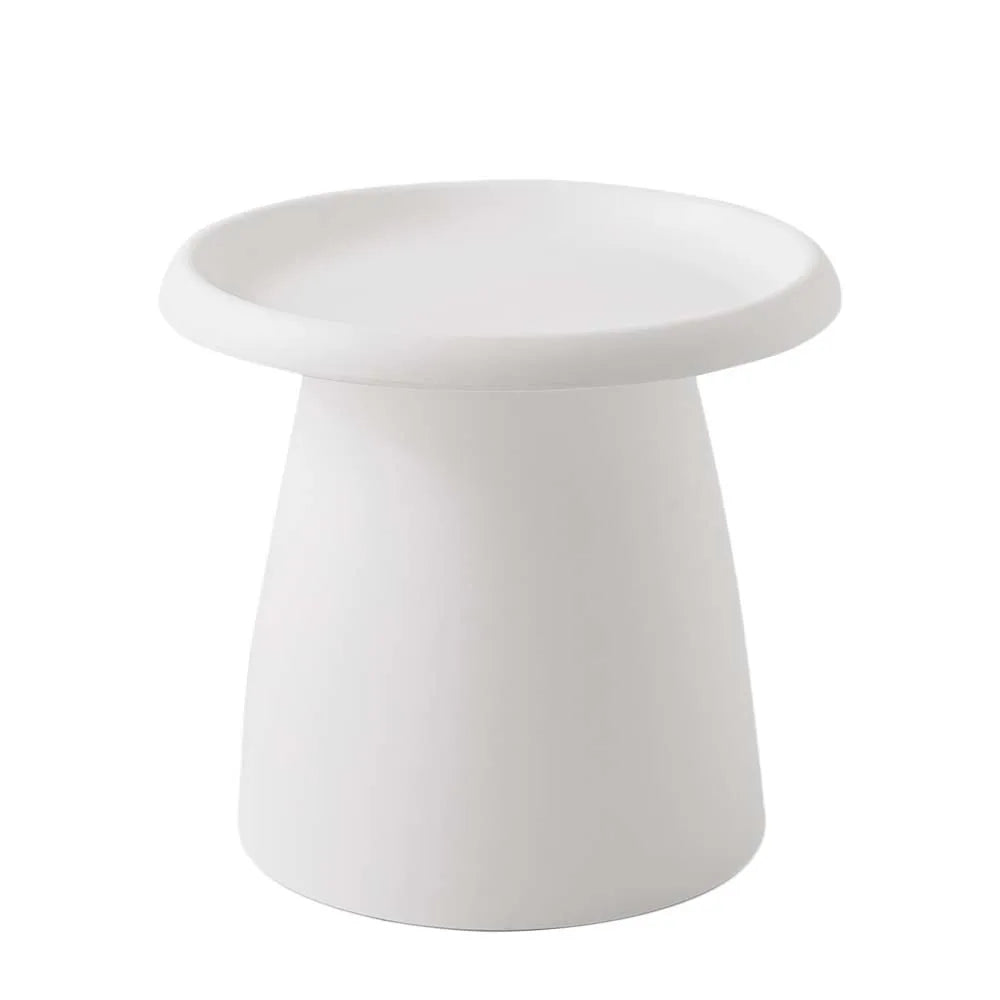 50cm Round Mushroom Coffee Table – White, Modern Pedestal Side Table