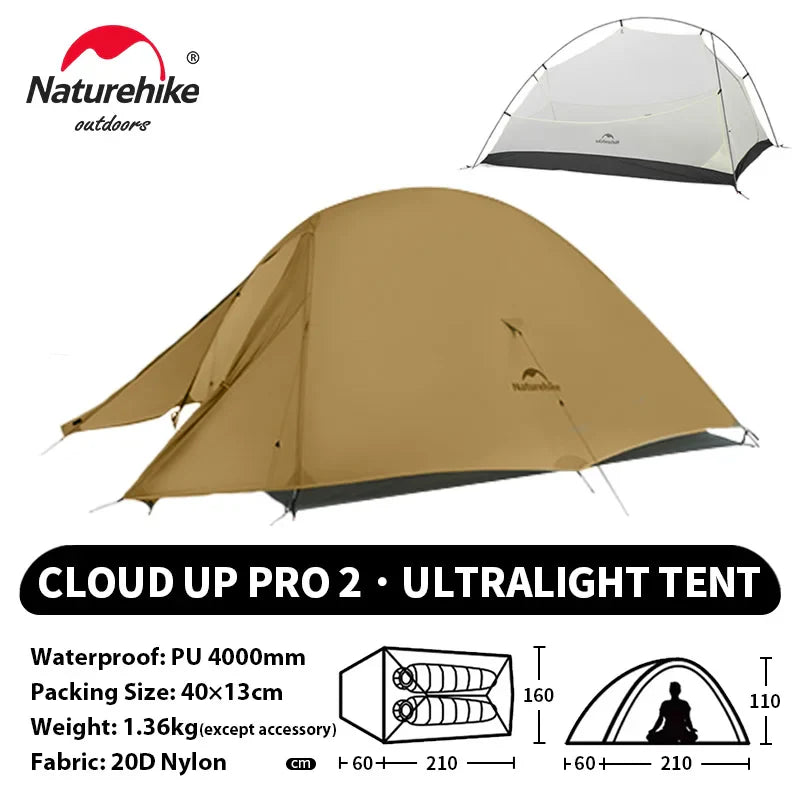 2 Person Ultralight Camping Tent with Skirt Amber