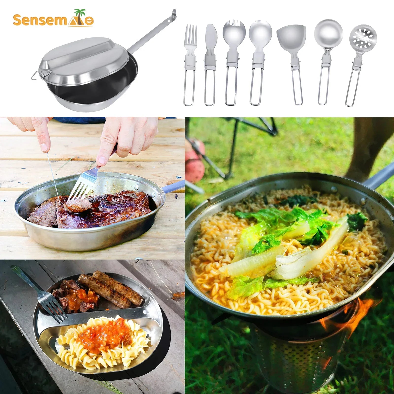 2-Person Camping Cookware Kit with Grinder, Fry Pan & Stove