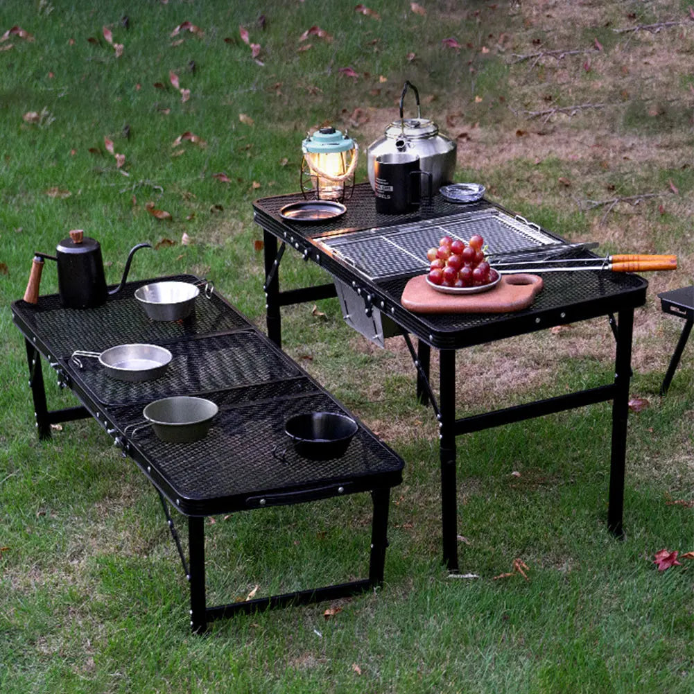 Height Adjustable Outdoor IGT Folding Table with Mesh Top - Large