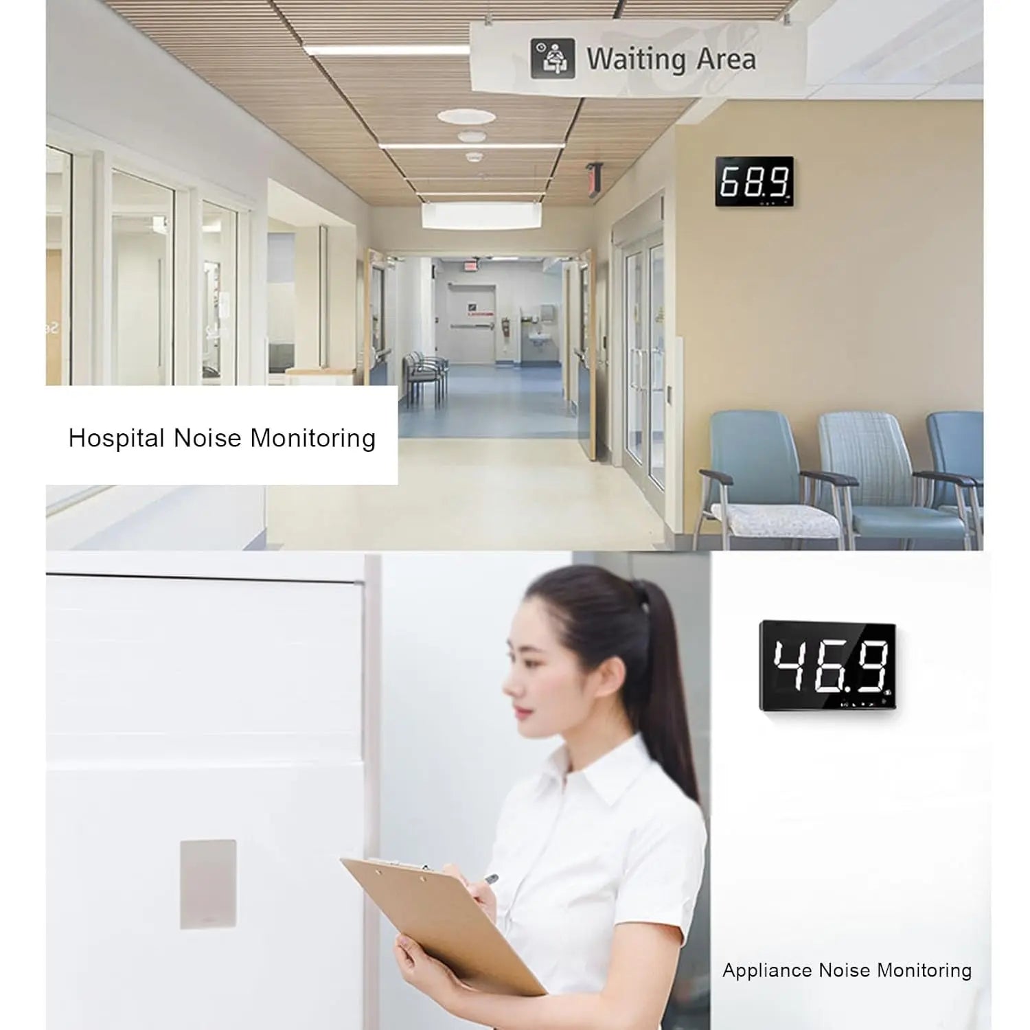 Decibel Meter with LCD Display & Alarm – Home, Office & Factory Noise Monitoring 30–130dB