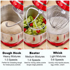 Red 1200W Kitchen Stand Mixer 6L, 6-Speed, Quiet Motor
