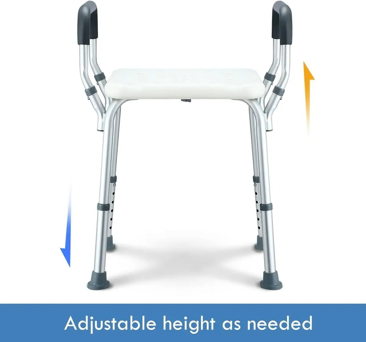 Bathroom Shower Stool with Non-Slip Seat, Foam Handles & Adjustable Height