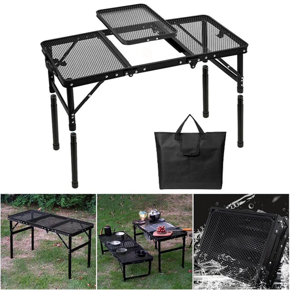 Height Adjustable Outdoor IGT Folding Table with Mesh Top - Medium