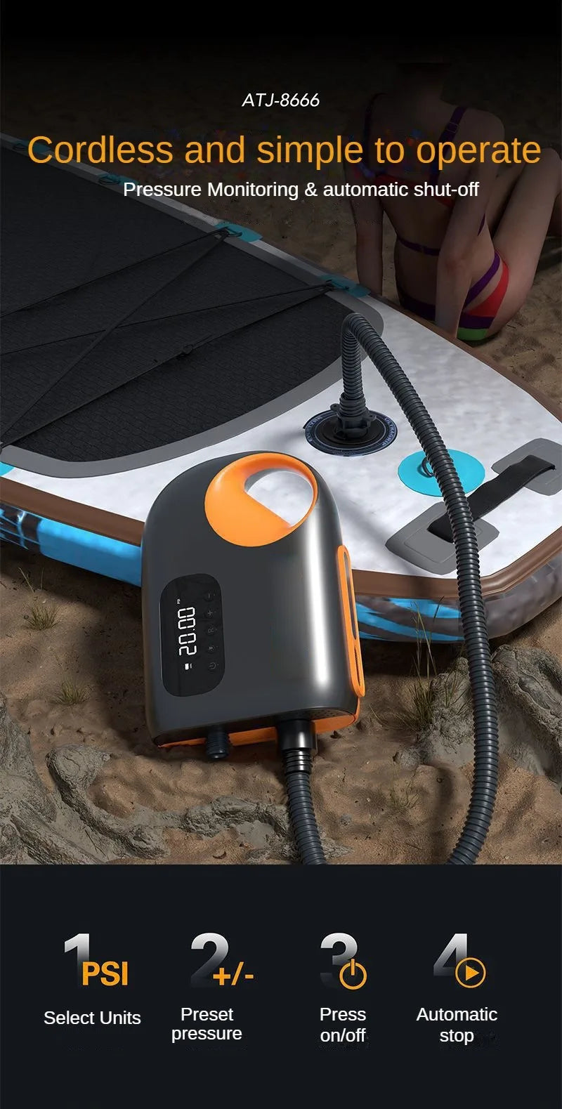 Portable 20PSI Cordless Electric Air Pump for Outdoor Use