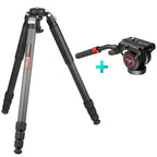 Heavy Duty Carbon Fiber Tripod Fluid Head with 25kg Load