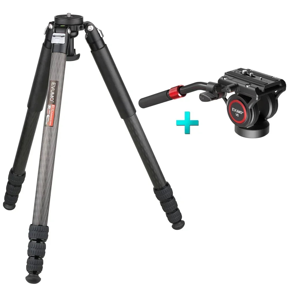 Heavy Duty Carbon Fiber Tripod Fluid Head with 25kg Load