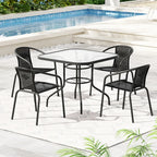 Outdoor Patio Dining Set 5-Piece with Rattan Steel Frame Table & Chairs