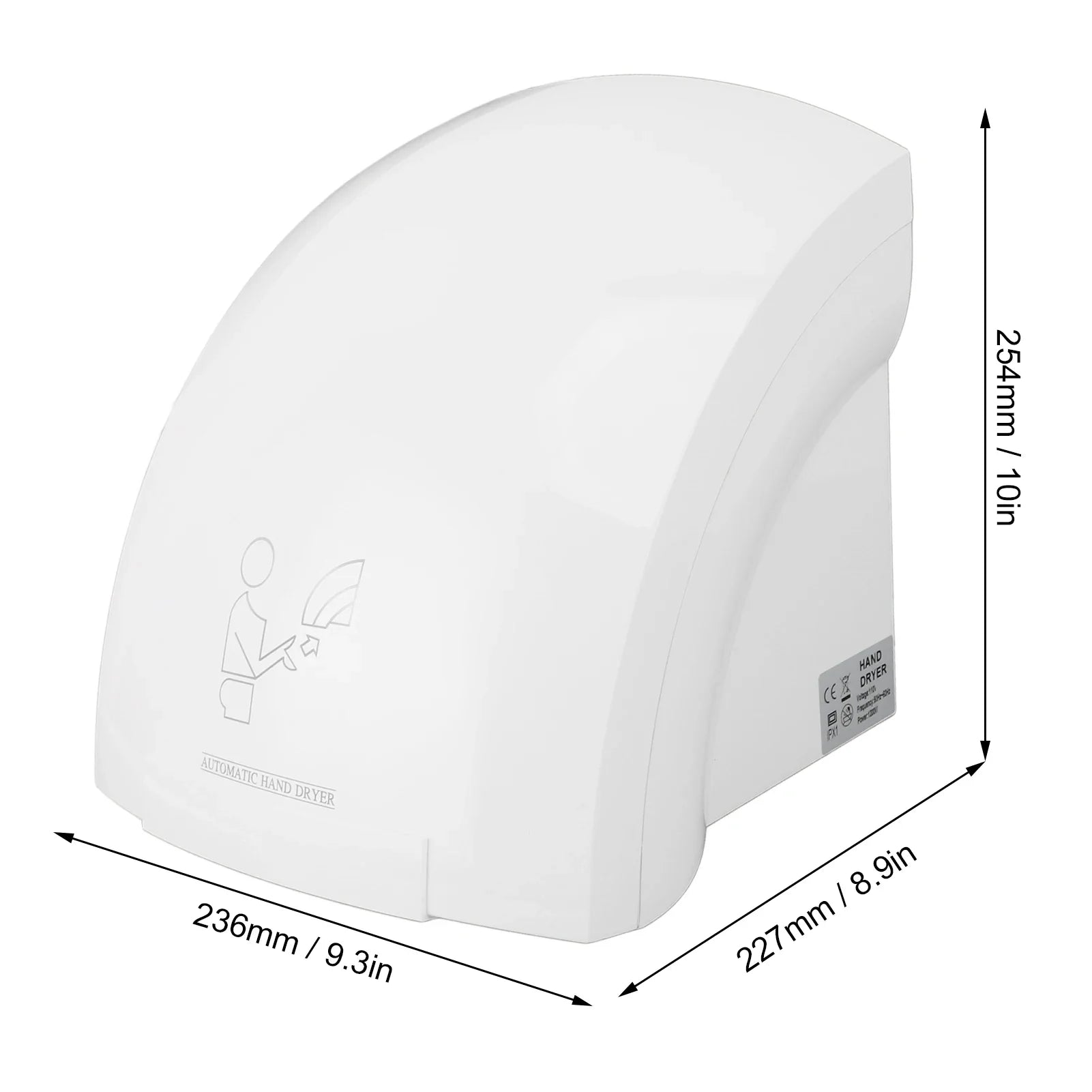 Wall-Mounted 1200W Warm Air Hand Dryer for Bathrooms