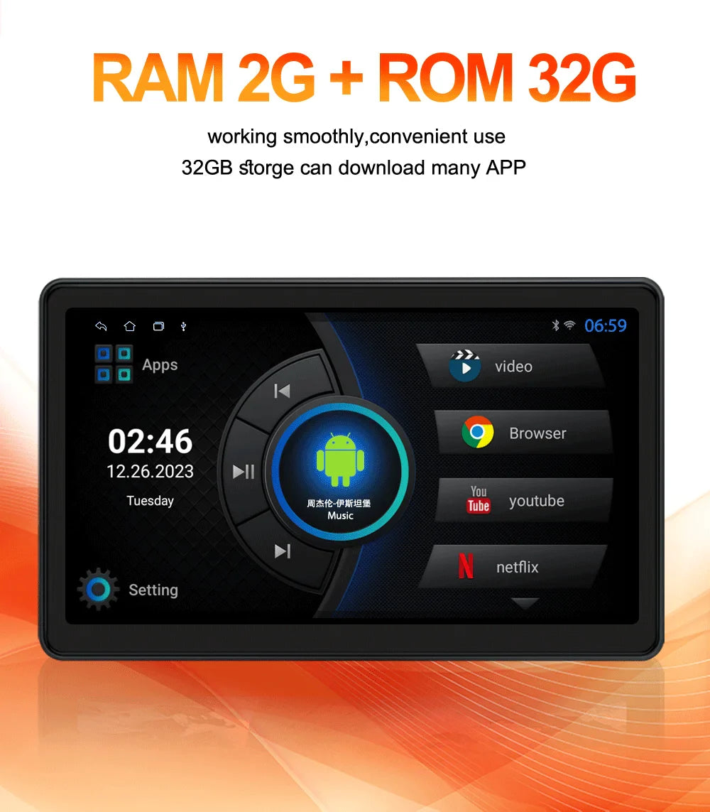 Dual 10.1in Android 13 Car Headrest Monitors 32GB