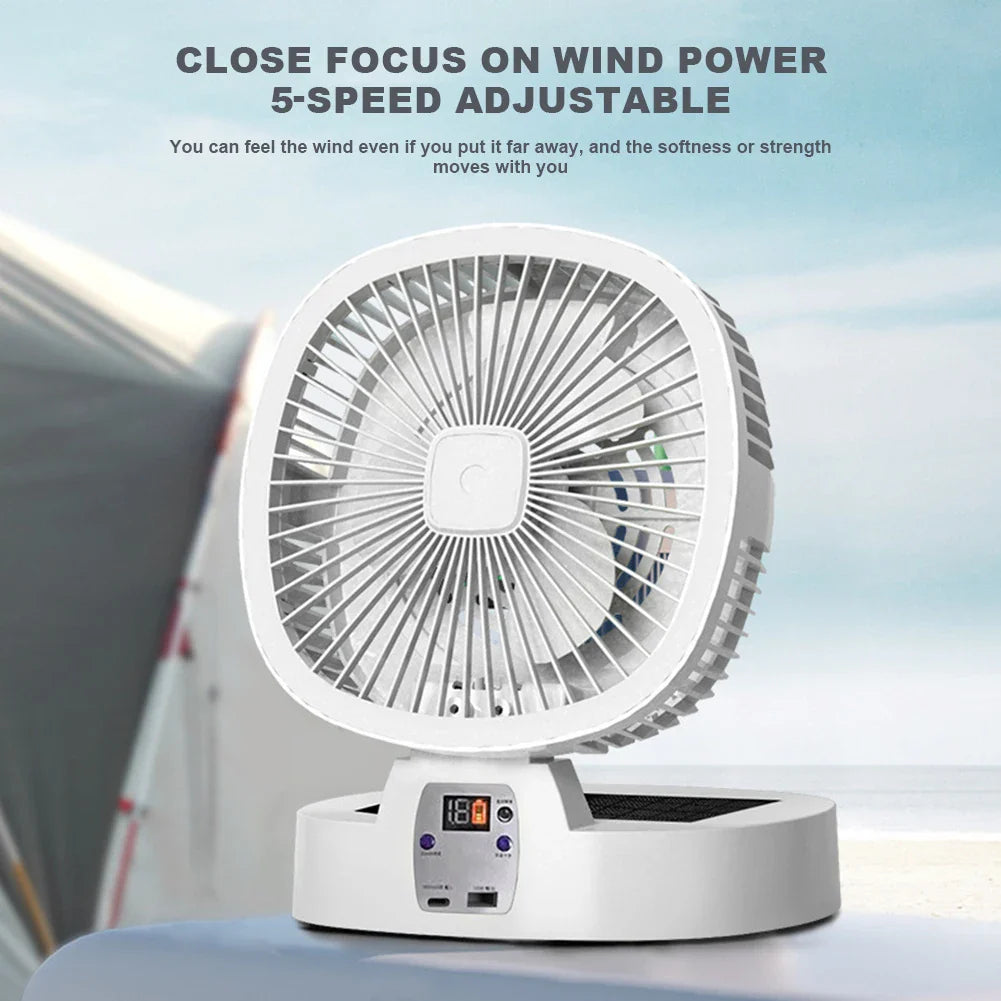 Solar Powered Desktop Fan – Quiet, Foldable, Solar Charging