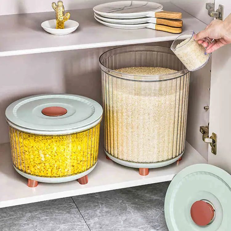 10KG Clear Plastic Food Storage Bin with Lid – Green