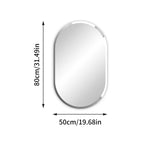 Frameless Oval Wall Mirror 80x50cm Beveled Edge, Modern Bathroom Vanity Style