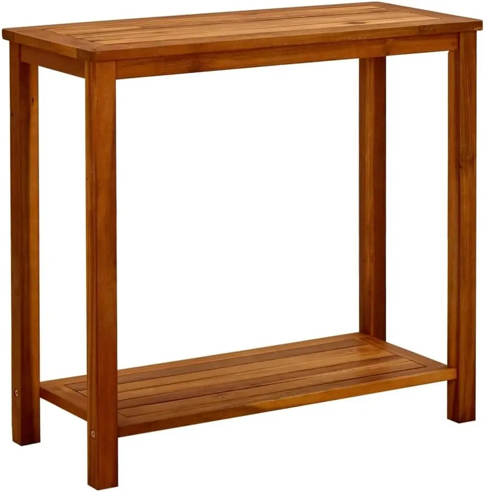 Outdoor Solid Acacia Console Table Weather-Resistant Patio & Terrace Furniture, 80x35x75cm