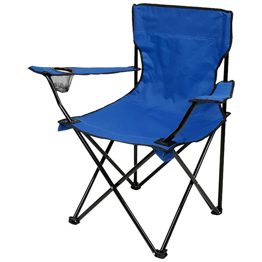 Portable Folding Camping Chair with Armrest & Carry Bag – Blue
