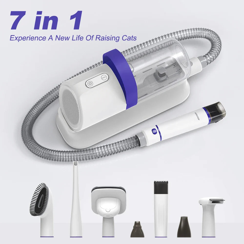 4-in-1 Purple Pet Grooming Vacuum with Deshedding Tool