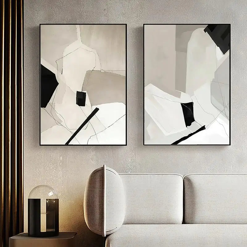 2-Piece Abstract Canvas Wall Art Set with Black Frame