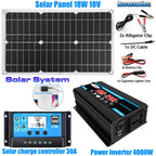4000W 12V to 220V Solar Generator Kit with Panel, Inverter & Dual USB Outdoor Power Solution