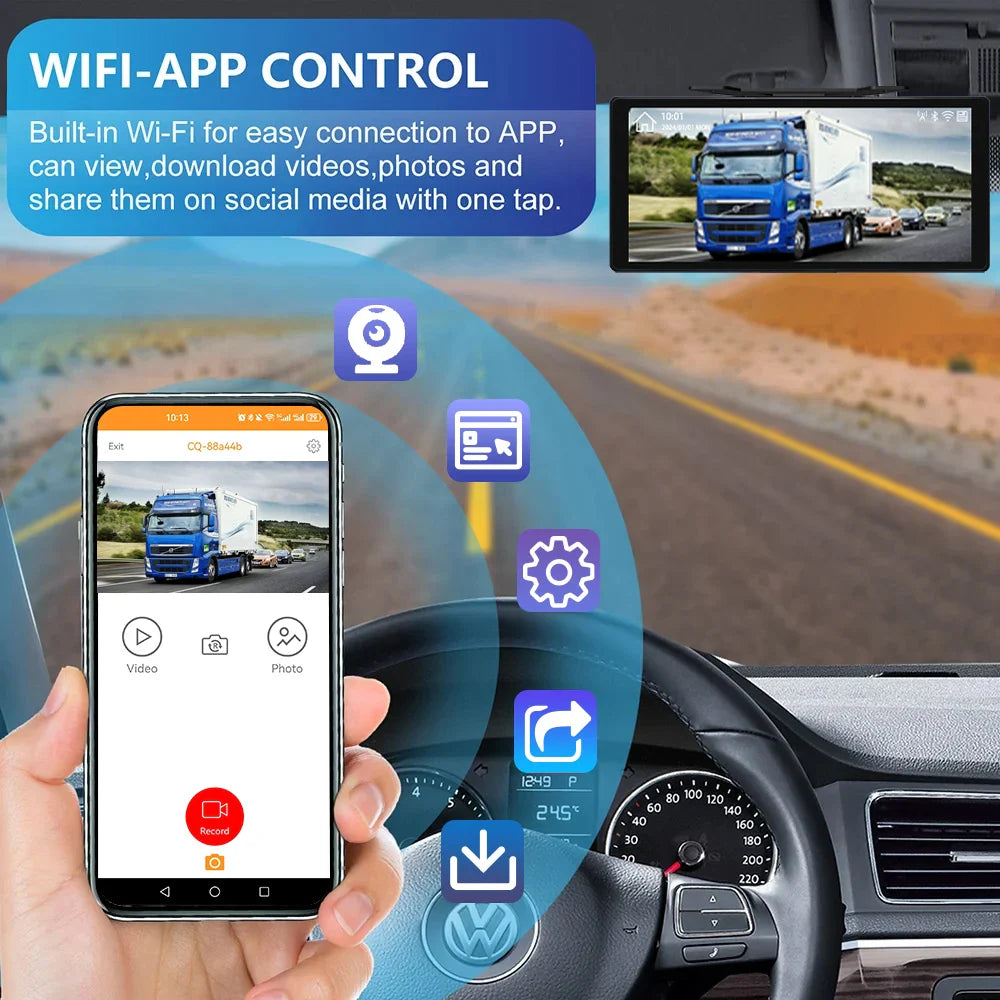 10.36" Truck DVR with 4x 1080p Cameras & CarPlay