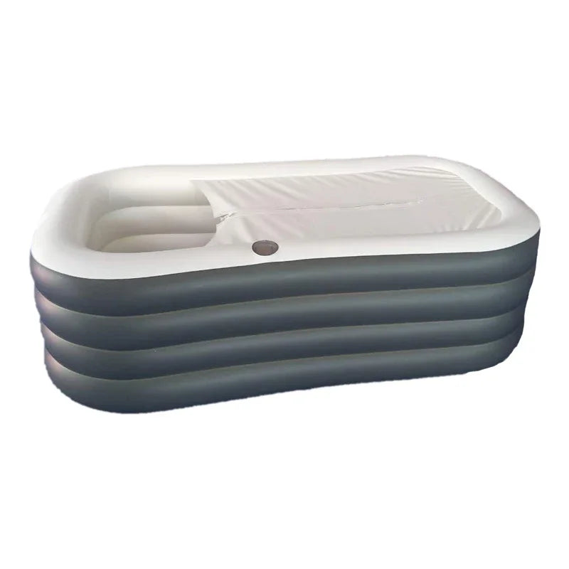 Inflatable Grey Whirlpool Bathtub with Cover 152cm Foldable