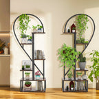 Black Multi-Tier Plant Rack Convertible Heart-Shaped Indoor/Outdoor 2-Piece Display Shelf Set