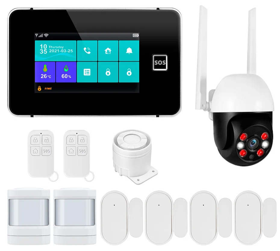 Home Security Alarm Kit with Touch Display, App Control & Alexa/Google Assistant