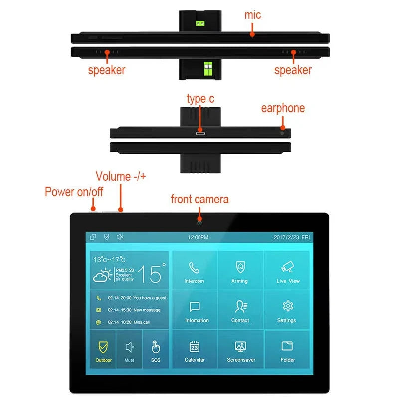 Touchscreen Smart Home Panel with POE and RS485
