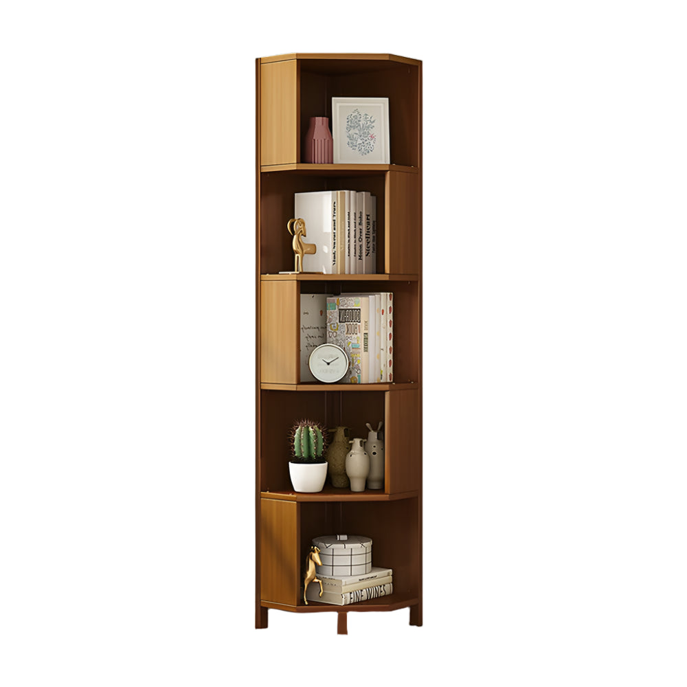 Industrial 5-Shelf Corner Bookcase – Freestanding Space-Saver for Living Room or Office