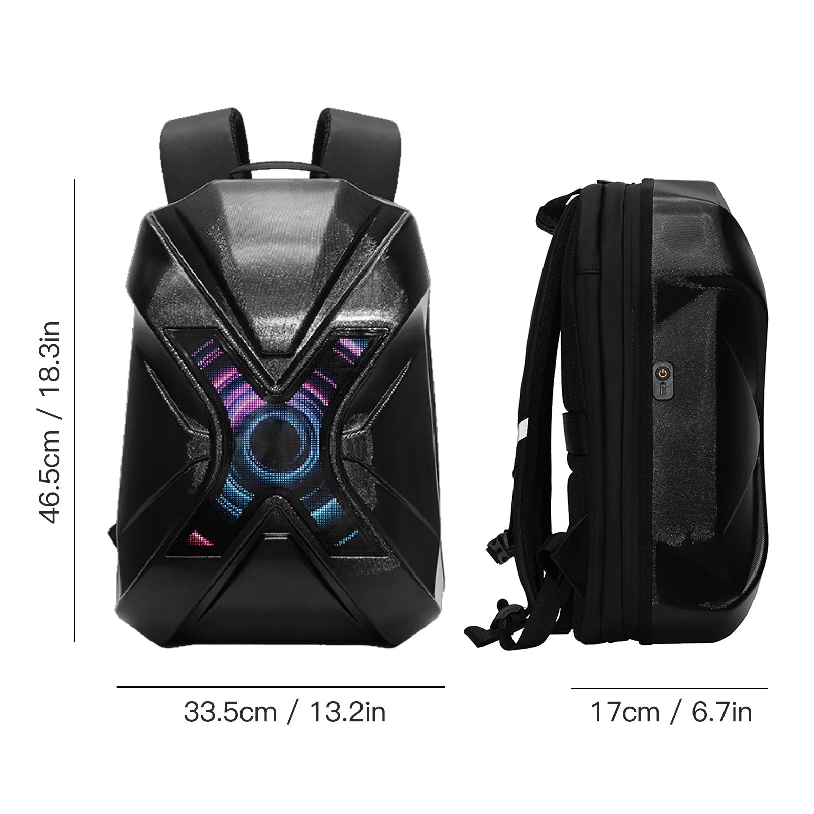 Rechargeable LED Display Motorbike Backpack Waterproof, Helmet Holder, Outdoor Cycling Bag