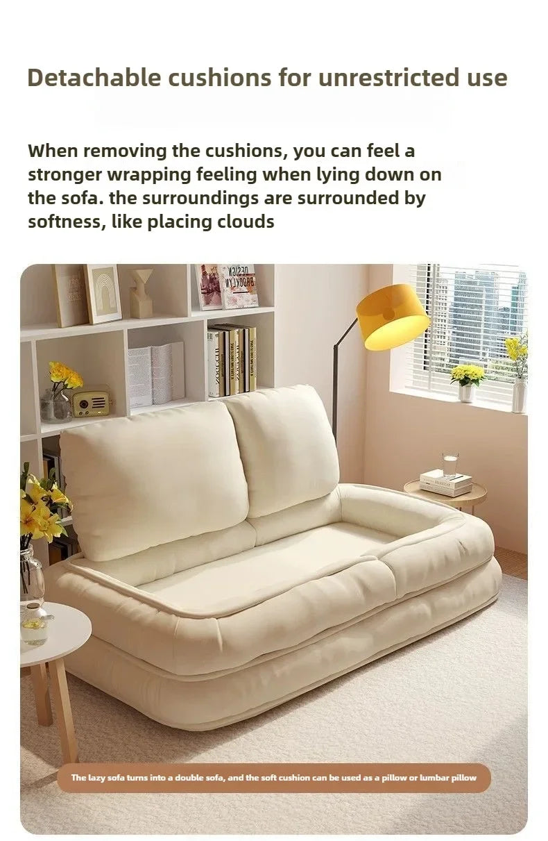 2-in-1 Foldable Tatami Sofa Bed Portable Lounge Chair Nest for Sleeping (White Large)