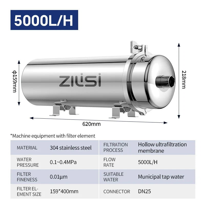 High-Flow Reusable Ultrafiltration Water Purifier for Home Use 159-5000L
