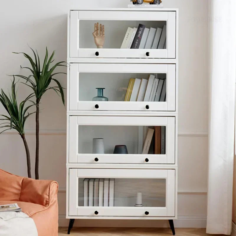 European Minimalist Wooden Cabinet with Doors Bedroom & Living Room Storage Bookshelf