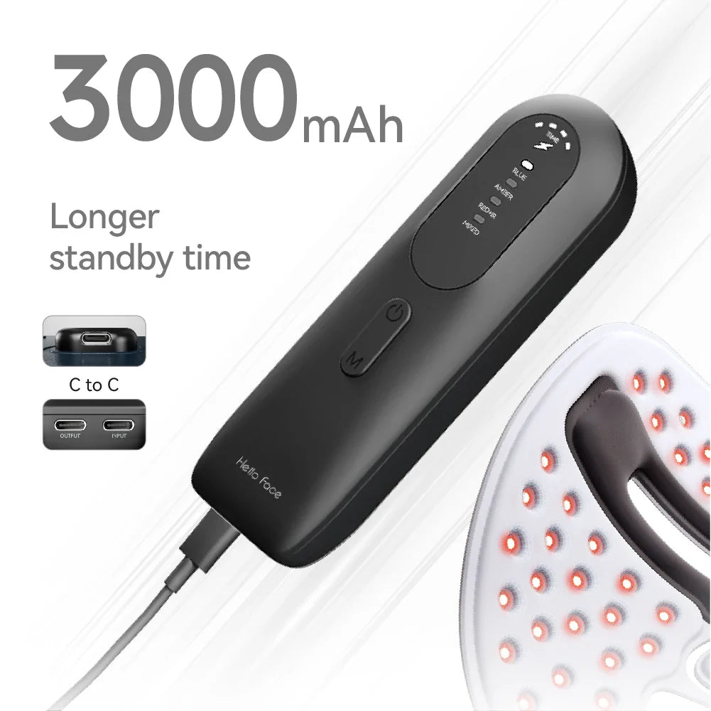 Rechargeable Red & Near-Infrared LED Facial Mask for Anti-Aging