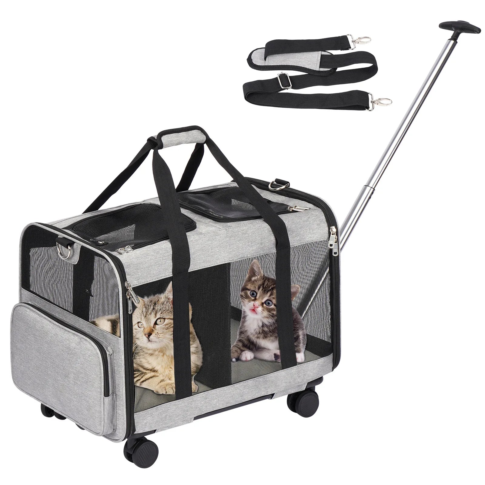 Travel Pet Trolley Bag for Small Animals – Foldable & Breathable