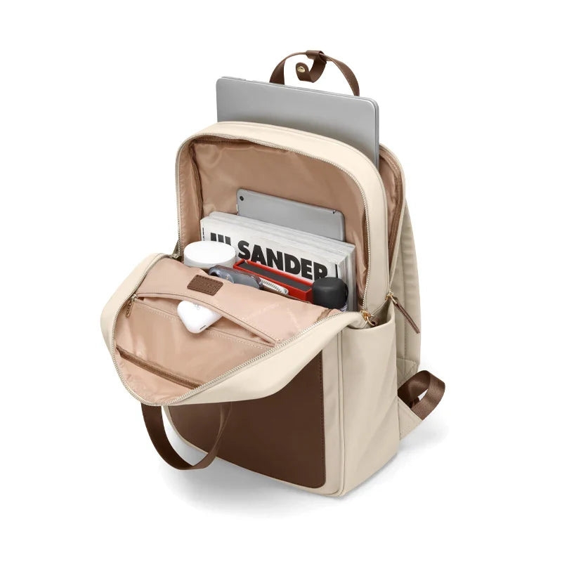 Waterproof Laptop Backpack for Women – Khaki, 14" Travel Bag