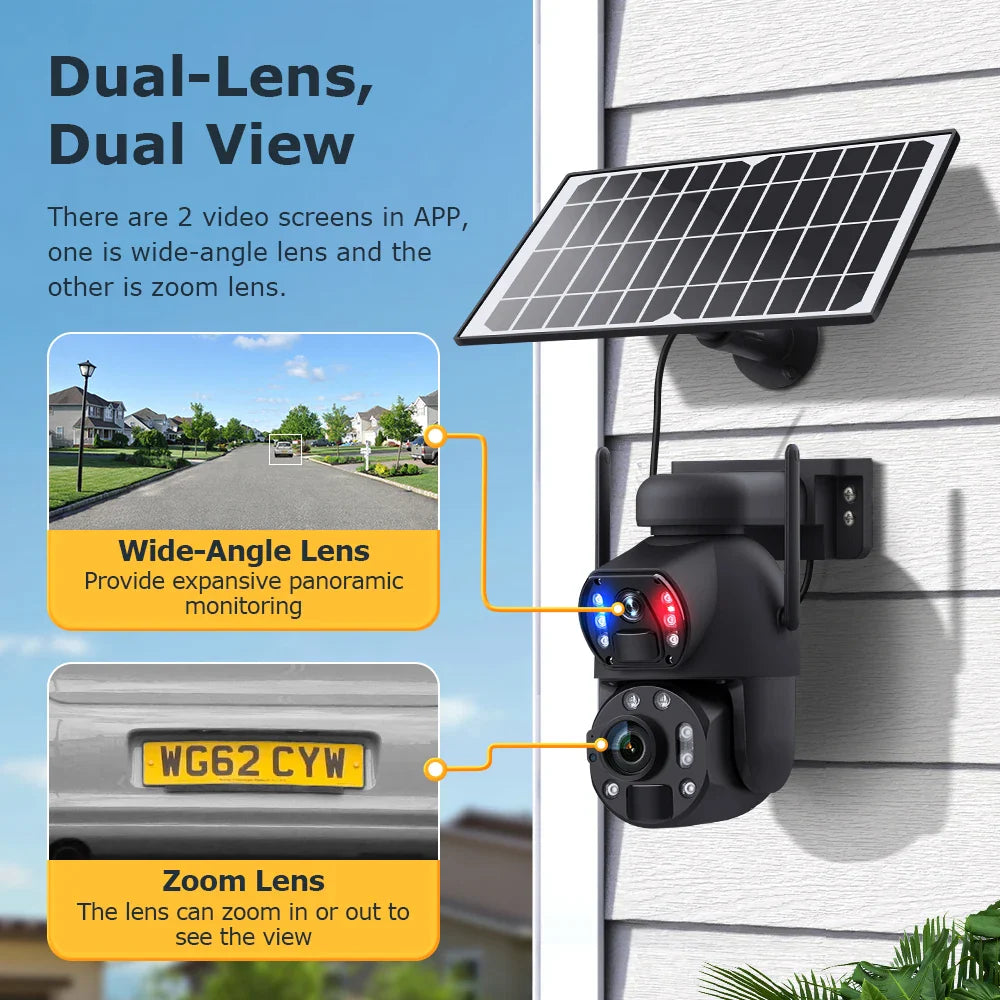 Outdoor PTZ Camera 4K 8MP 360° Solar Powered