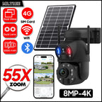 Outdoor PTZ Camera 4K 8MP 360° Solar Powered