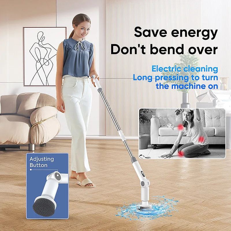 Rechargeable 8-in-1 Cordless Rotating Cleaning Brush for Home & Kitchen