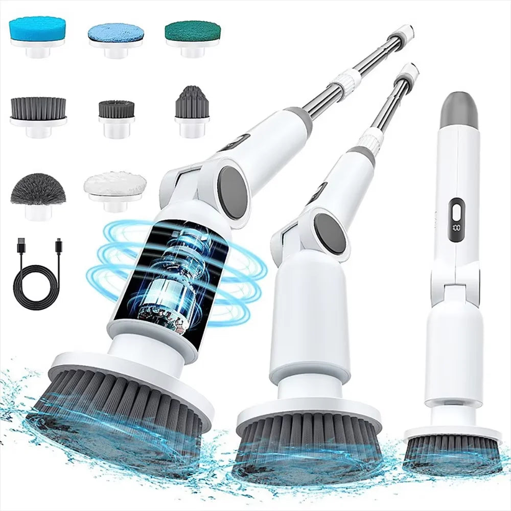 Rechargeable 8-in-1 Cordless Rotating Cleaning Brush for Home & Kitchen
