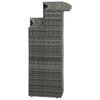 120cm Grey Rattan Outdoor Bar Table with Powder-Coated Steel Frame & Shelf