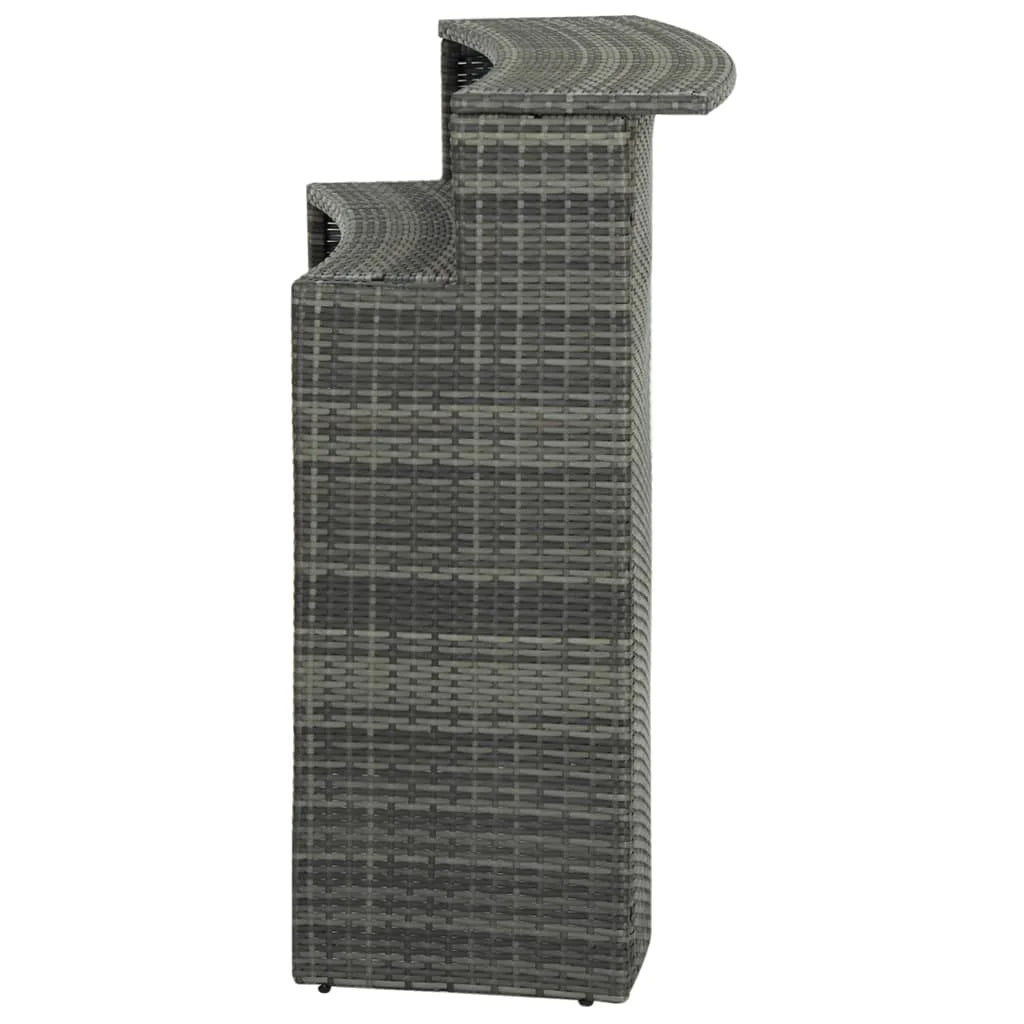 120cm Grey Rattan Outdoor Bar Table with Powder-Coated Steel Frame & Shelf