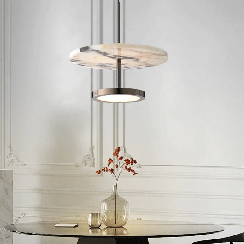 Modern Round Stone LED Pendant Lamp for Bedroom