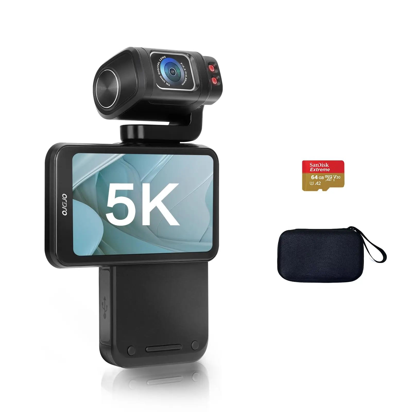 Rechargeable 5K Travel Vlogging Camera with Big LCD Display