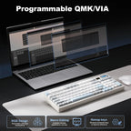 Wireless Mechanical Gaming Keyboard with Smart LCD Display White