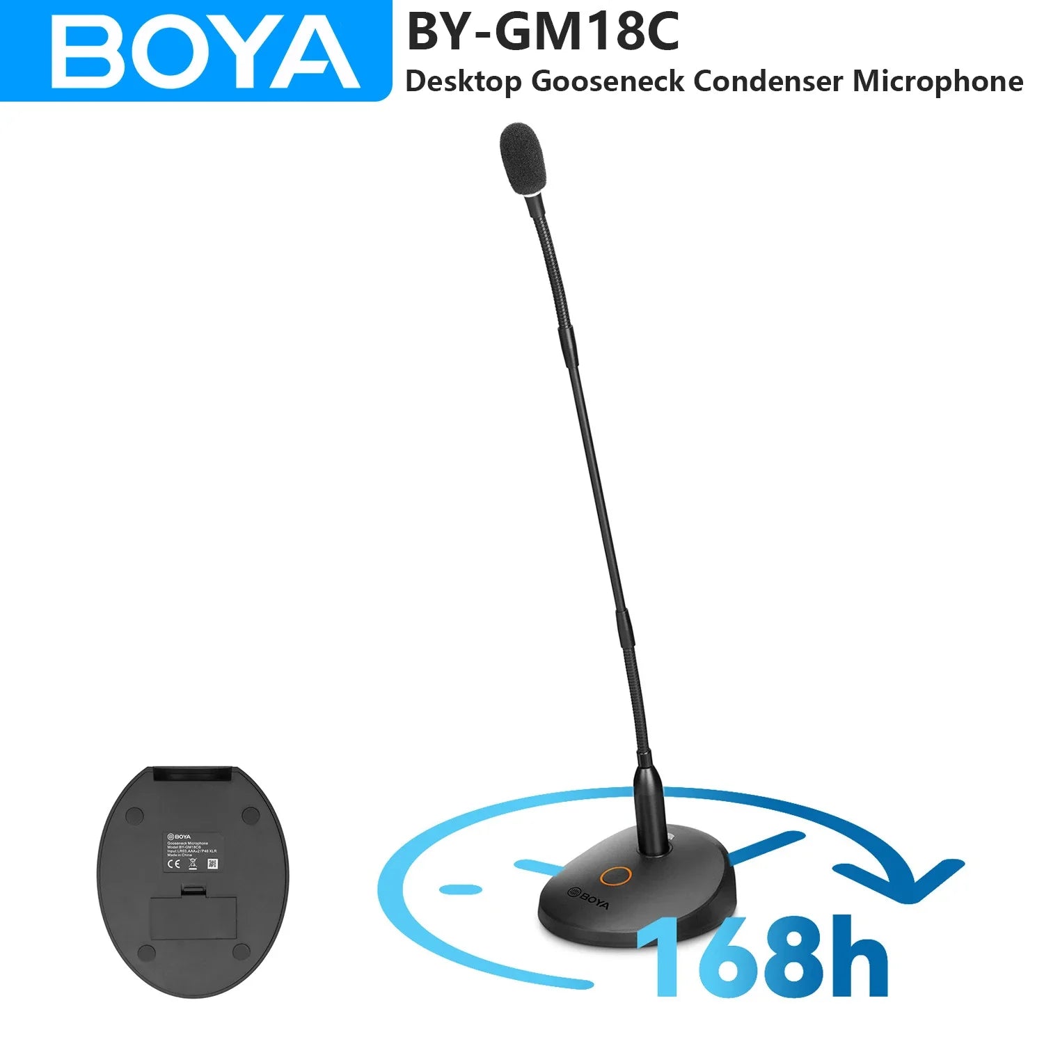 18" Cardioid Gooseneck Microphone with Mute and LED