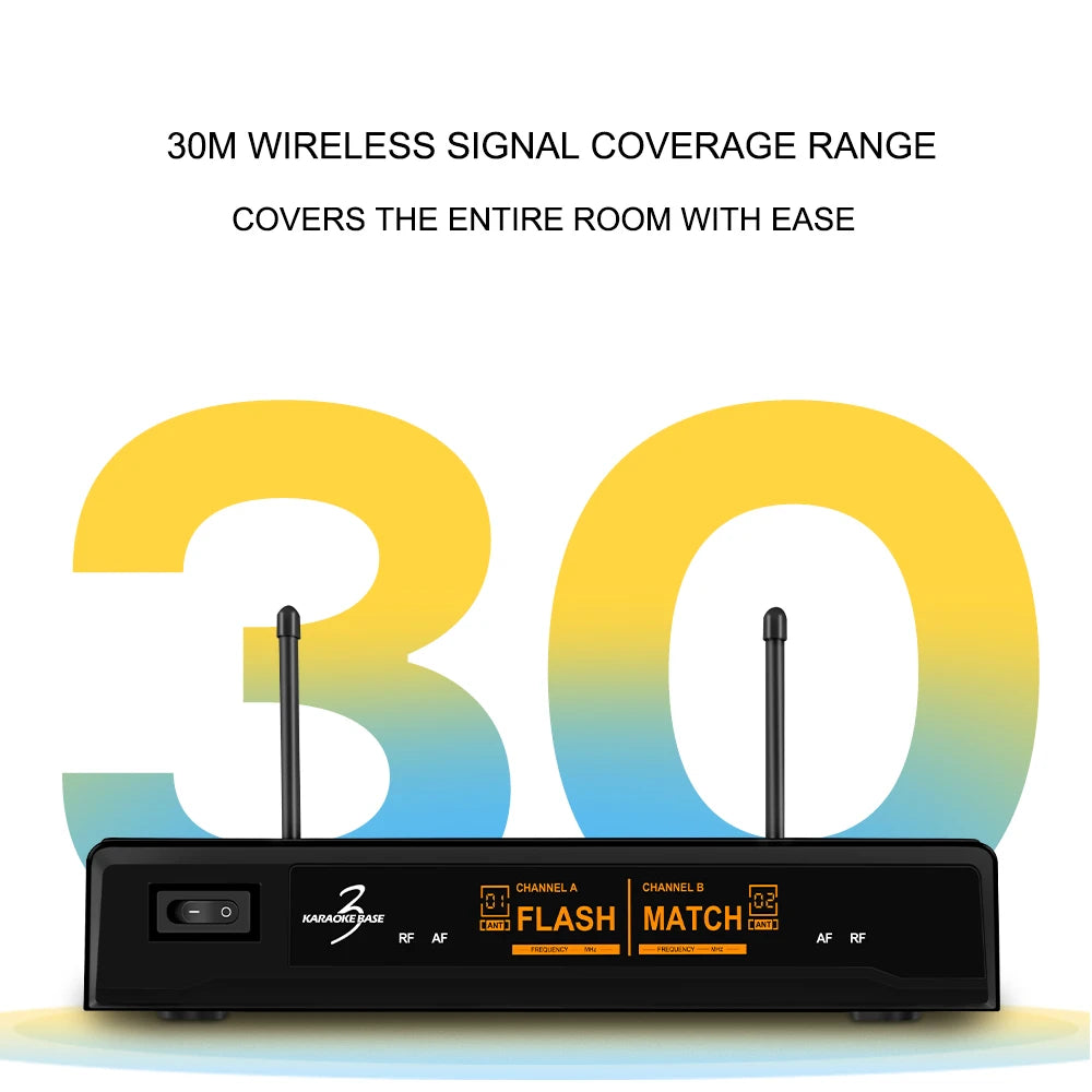 Portable Bluetooth Wireless Microphone System – 2 Dynamic Mics with Echo for Home & Live Events