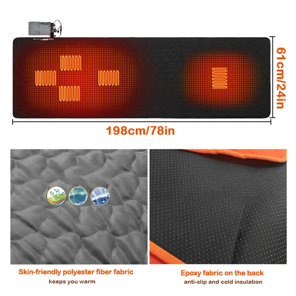 Portable USB Heated Sleeping Mat – 3-Level Adjustable, Outdoor Camping Pad