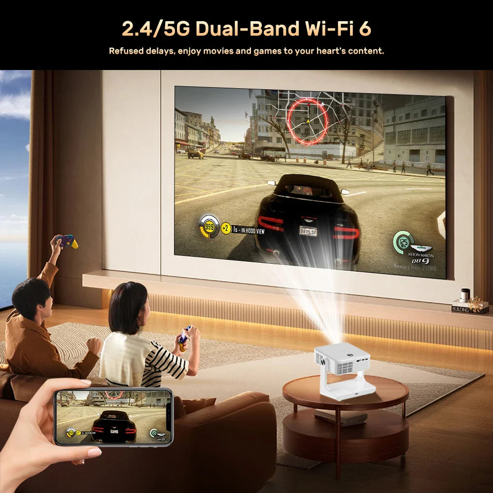 600ANSI Mini Home Projector with Bluetooth and 4K Support, D1 Android version